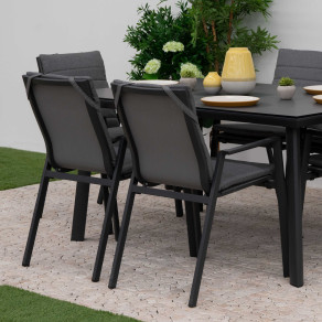Zara 6 Seat Dining Set - 1.5 x 1.0m Rectangular Table - Grey  - 10