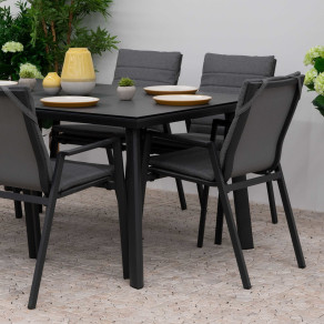 Zara 6 Seat Dining Set - 1.5 x 1.0m Rectangular Table - Grey  - 1
