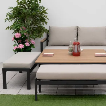 Heidi Deluxe Corner Sofa Dining & Square Rising Table