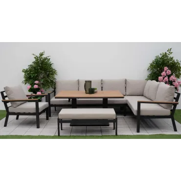 Heidi Right Hand Corner Sofa Dining Set & Rising Table