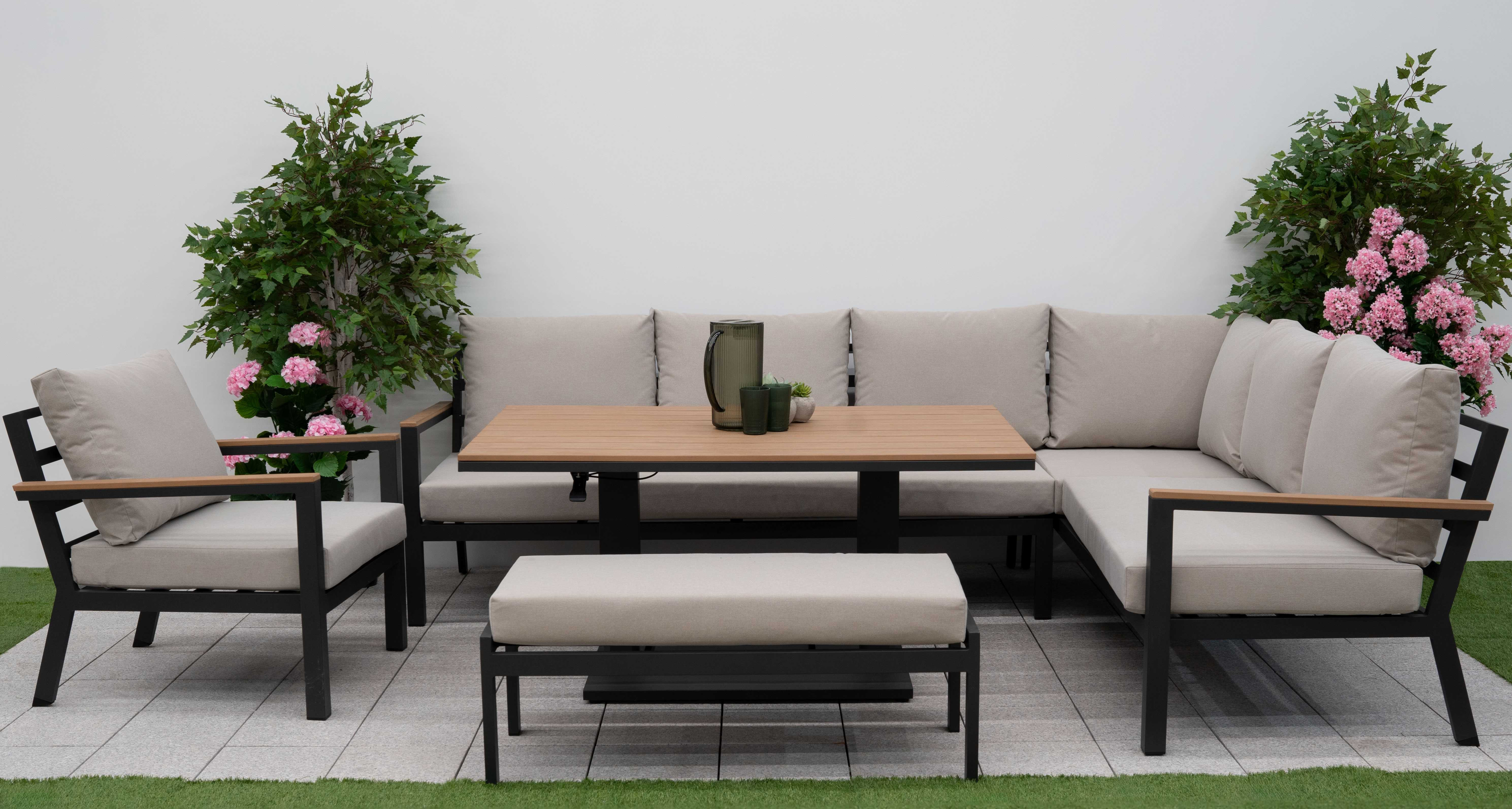 Heidi Right Hand Corner Sofa Dining Set & Rising Table