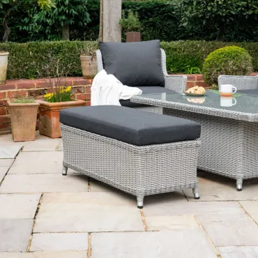 Talia 3 Seater Rattan Dining Set with 2 Armchairs & Bench - Rising Table