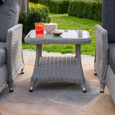 Talia Rattan Grande Reclining Sun Lounger Set of 2 and Side Table  - 5