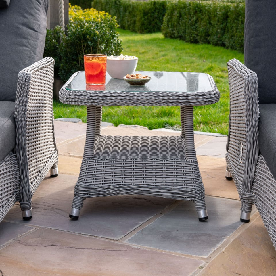 Talia Rattan Grande Reclining Sun Lounger Set of 2 & Side Table