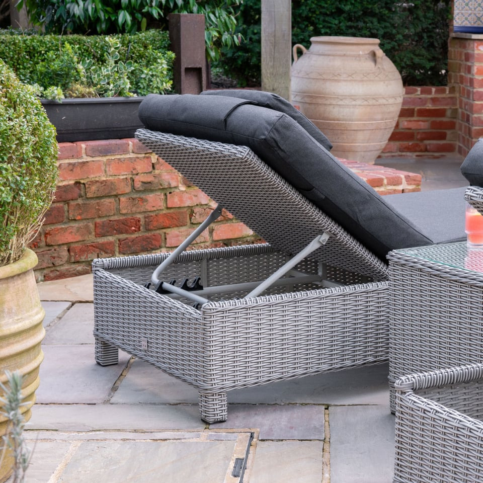 Talia Rattan Sun Lounger Set of 2 & Side Table