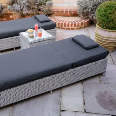 Talia Rattan Sun Lounger Set of 2 and Side Table  - 6