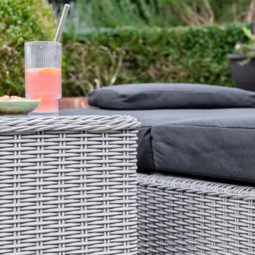 Talia Rattan Sun Lounger Set of 2 & Side Table