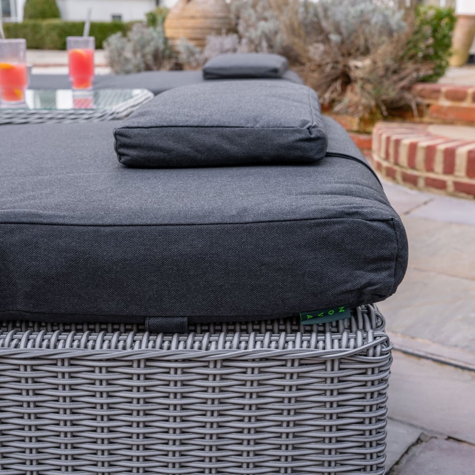 Talia Rattan Sun Lounger Set of 2 & Side Table