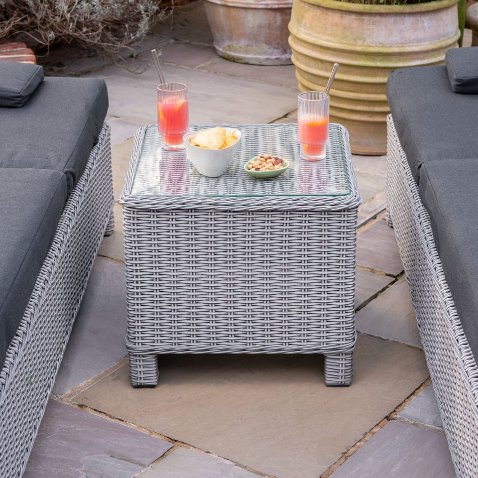 Talia Rattan Sun Lounger Set of 2 & Side Table