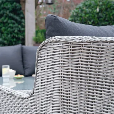 Talia L-Shaped Rattan Dining Set with Armchair & Bench - Rising Table