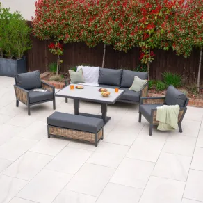 Caleb 3 Seater Rattan Aluminium Lounge Dining