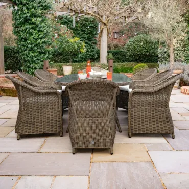 Isabella 8 Seat Rattan Dining Set - Round Table