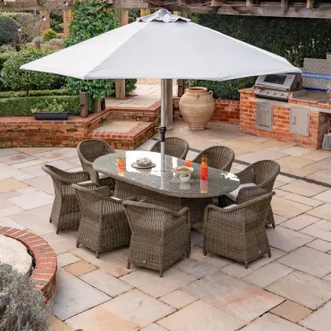 Isabella 8 Seat Rattan Dining Set - Round Table