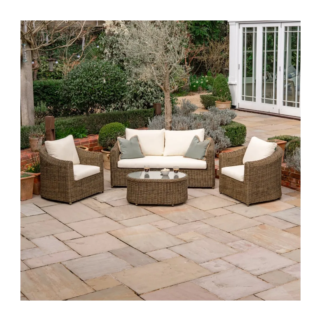 Isabella Rattan 2 Seater Sofa Lounging Set - 2 Isabella Rattan 2 Seater Sofa Lounging Set - 2