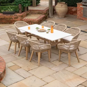 Madison 8 Seat Dining Acacia Wood Rope Dining