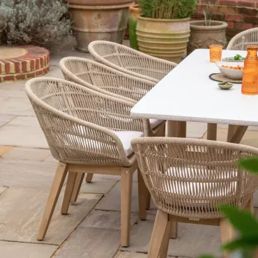 Madison 8 Seat Dining Acacia Wood Rope Dining Set - Rectangular  - 5