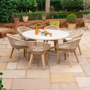 Madison 6 Seat Dining Acacia Wood Rope Dining