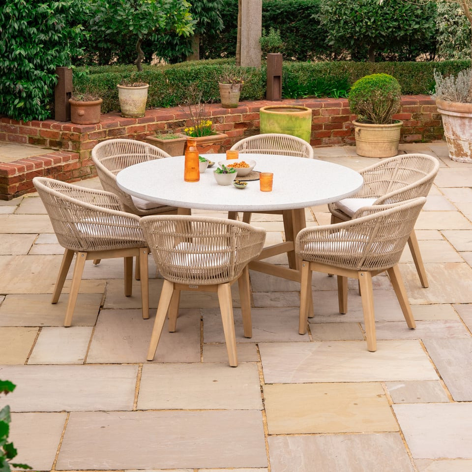 Madison 6 Seat Dining Acacia Wood Rope Dining