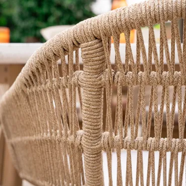 Madison 6 Seat Dining Acacia Wood Rope Dining Set - Round Table  - 6