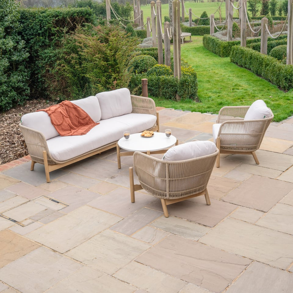 Madison Wood Rope 3 Seater Sofa Lounging Set