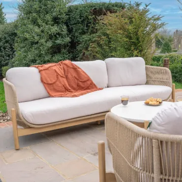 Madison Wood Rope 3 Seater Sofa Lounging Set  - 5