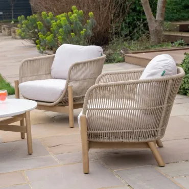 Madison Wood Rope 3 Seater Sofa Lounging Set  - 7