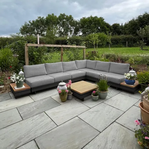 Bryson Aluminium Wood Large Corner Sofa Lounging Set - 1 Bryson Aluminium Wood Large Corner Sofa Lounging Set - 1