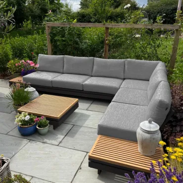 Bryson Aluminium Wood Large Corner Sofa Lounging Set