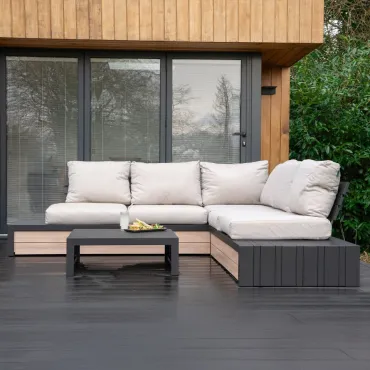 Lyon Aluminium Wood Look Corner Sofa