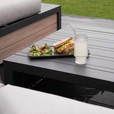 Lyon Aluminium Wood Look Corner Sofa