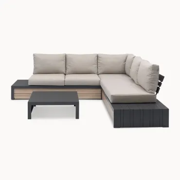 Lyon Aluminium Wood Look Corner Sofa