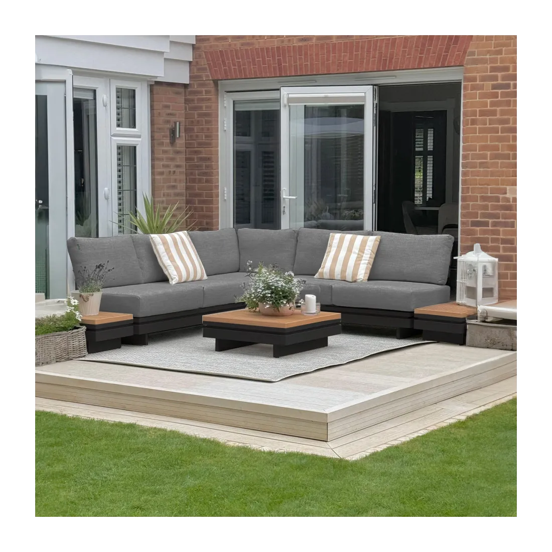 Bryson Aluminium Wood Corner Sofa Lounging Set - 1 Bryson Aluminium Wood Corner Sofa Lounging Set - 1