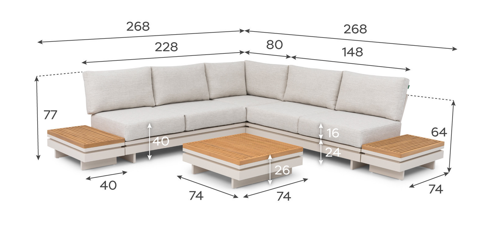 Bryson Aluminium Wood Corner Sofa