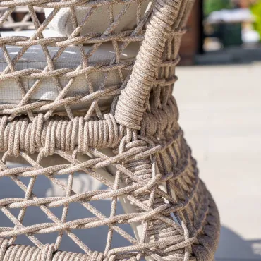 Fleur 6 Seat Rope Aluminium Wood Look Dining Set - Oval Table