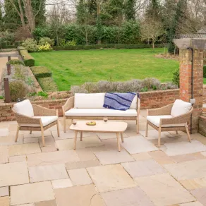 Hailey Rattan Wood 2 Seater Sofa Lounging Set  - 2