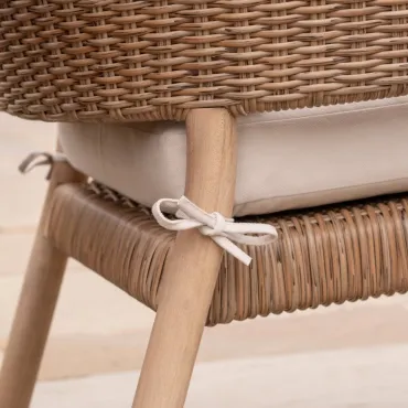 Hailey Rattan Wood Set Of 2 Lounging Armchairs