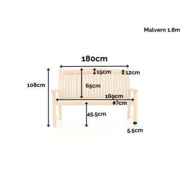 Malvern Teak Bench 180cm