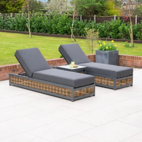Caleb Rattan Aluminium Sun Lounger - 2 Caleb Rattan Aluminium Sun Lounger - 2