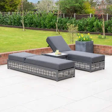 Caleb Rattan Aluminium Sun Lounger Set of 2