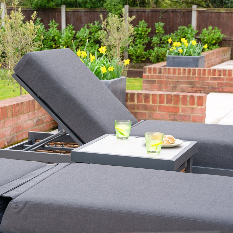 Caleb Rattan Aluminium Sun Lounger Set of 2