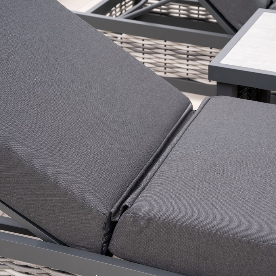 Caleb Rattan Aluminium Sun Lounger Set of 2