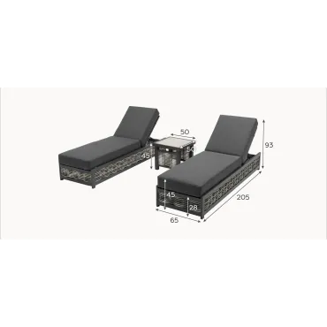 Caleb Rattan Aluminium Sun Lounger  - 19