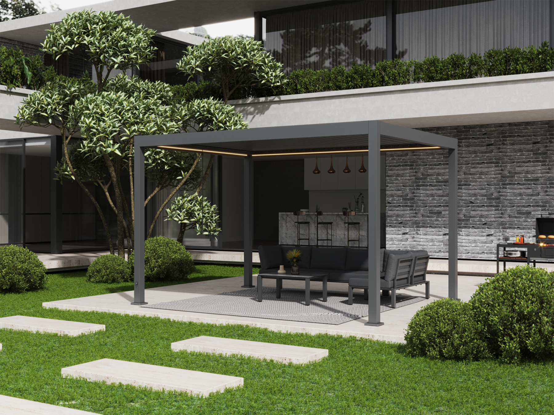 Neptune 4 x 3m LED Retractable Roof Gazebo