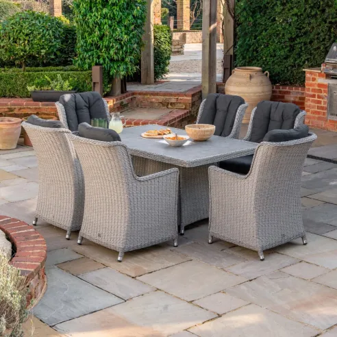 Talia 6 Seat Rattan Dining Set - Rectangular Gas Fire Pit Table - 11 Talia 6 Seat Rattan Dining Set - Rectangular Gas Fire Pit Table - 11