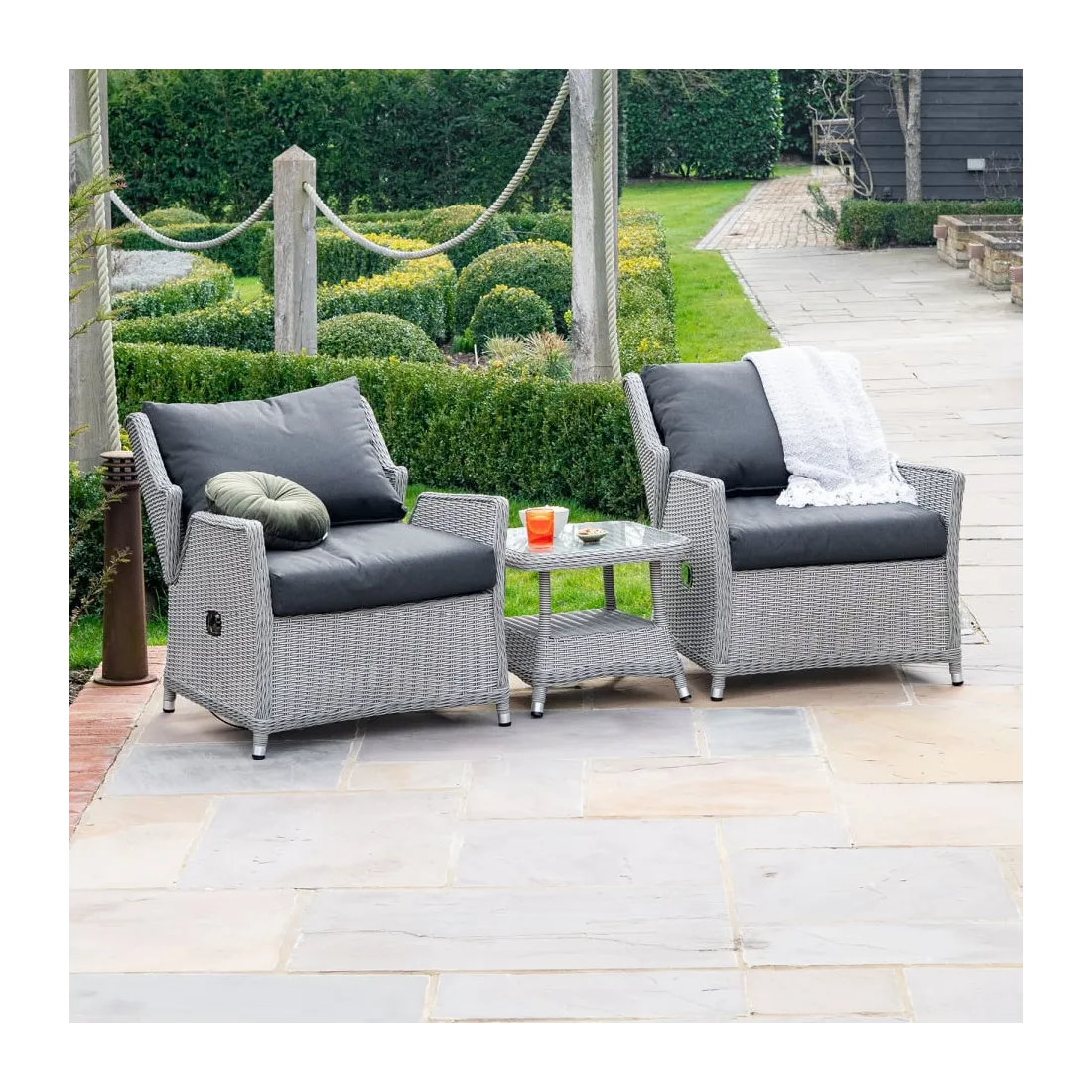 Talia Rattan Grande 3 Piece Reclining Lounging Set  - 2