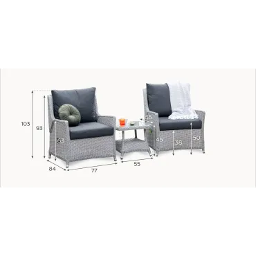 Talia Rattan Grande 3 Piece Reclining Set