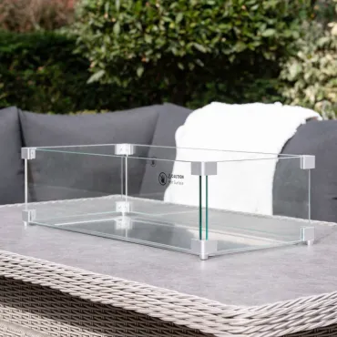 Talia L-Shaped Corner Rattan Lounge Dining Set with Armchair and Bench - Rising Gas Fire Pit Table  - 8