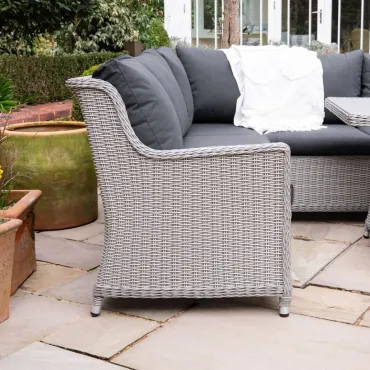 Talia L-Shaped Corner Rattan Lounge Dining Set with Armchair and Bench - Rising Gas Fire Pit Table  - 9