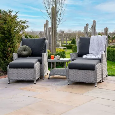 Talia Rattan Grande 5 Piece Reclining Lounging Set