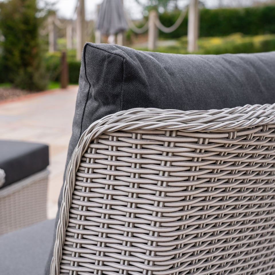 Talia 3 Seater Grande Rattan Dining Set with 2 Reclining Armchairs & Bench - Rising Table